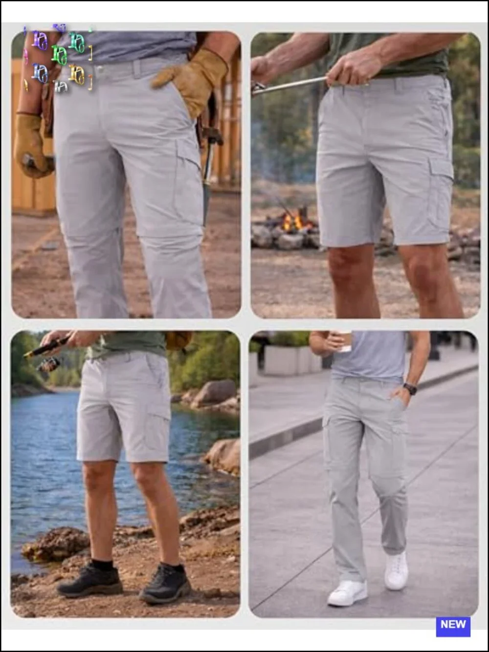 Convertible Zip-Off Cargo Pants Men's Lightweight Stretch Hiking Trousers